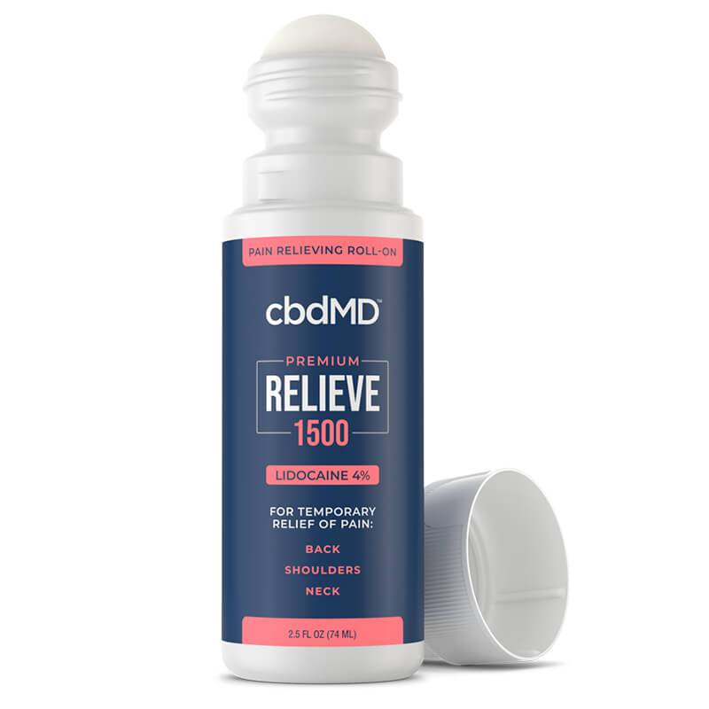 cbdMD - CBD Topical - RELIEVE Lidocaine Roll-On - 500mg-3000mg