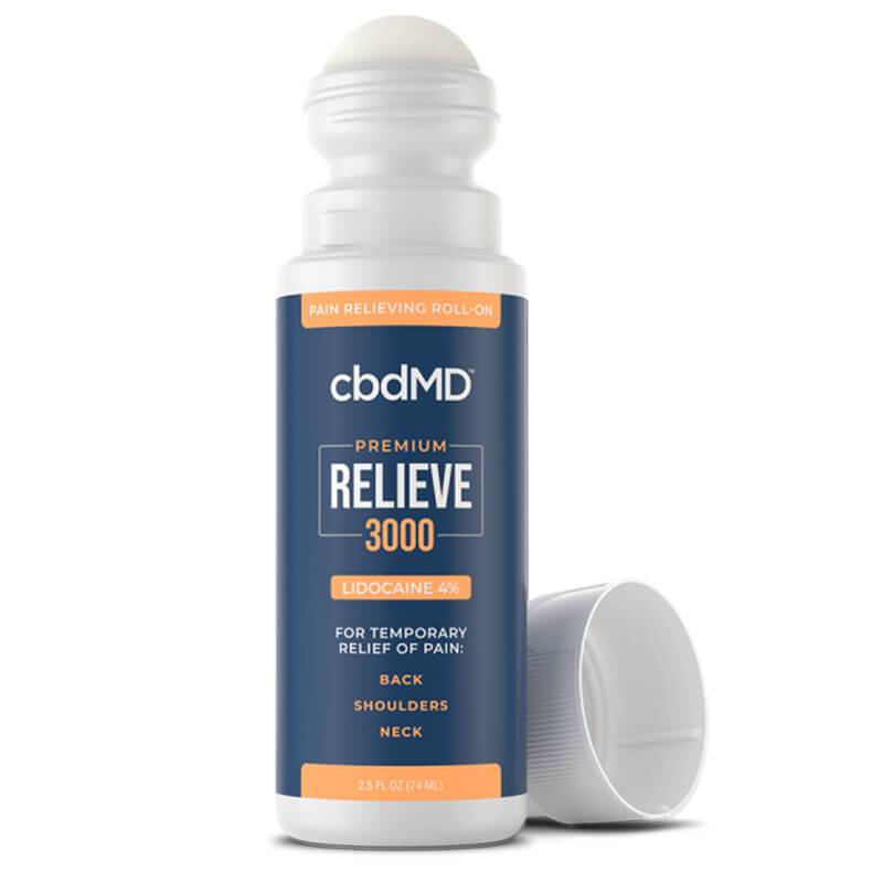 cbdMD - CBD Topical - RELIEVE Lidocaine Roll-On - 500mg-3000mg