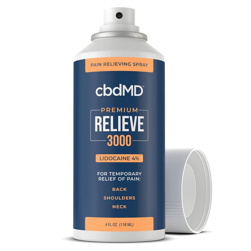 cbdMD - CBD Topical - RELIEVE Lidocaine Spray - 500mg-3000mg